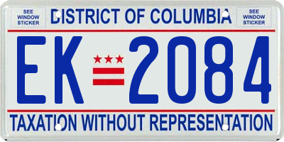 DC license plate EK2084