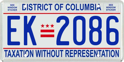 DC license plate EK2086