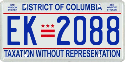 DC license plate EK2088