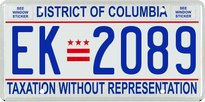 DC license plate EK2089