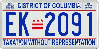 DC license plate EK2091