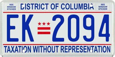 DC license plate EK2094