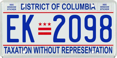 DC license plate EK2098
