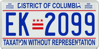 DC license plate EK2099