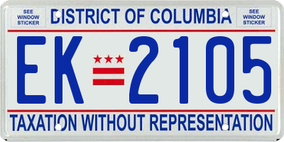 DC license plate EK2105