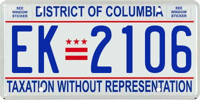 DC license plate EK2106