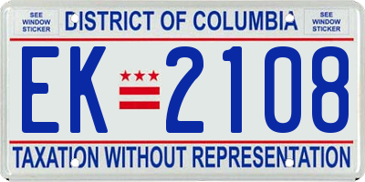 DC license plate EK2108