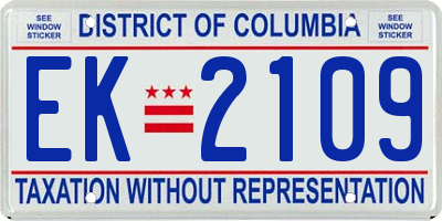 DC license plate EK2109