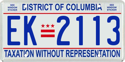 DC license plate EK2113