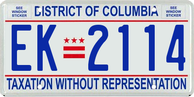 DC license plate EK2114