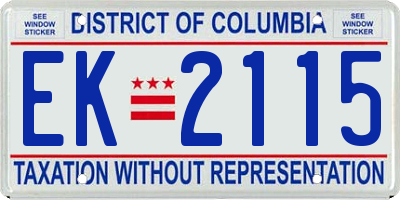 DC license plate EK2115