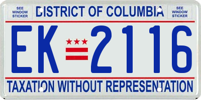 DC license plate EK2116