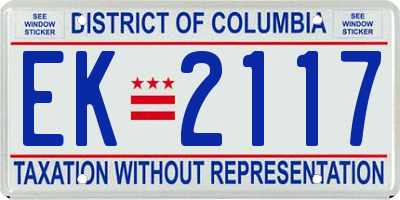 DC license plate EK2117