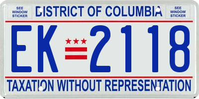 DC license plate EK2118