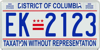 DC license plate EK2123