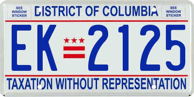 DC license plate EK2125