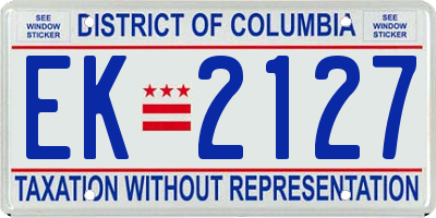 DC license plate EK2127