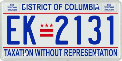 DC license plate EK2131