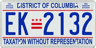 DC license plate EK2132