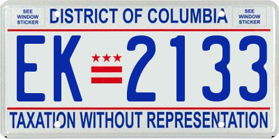 DC license plate EK2133