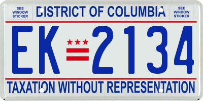 DC license plate EK2134