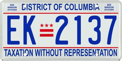 DC license plate EK2137