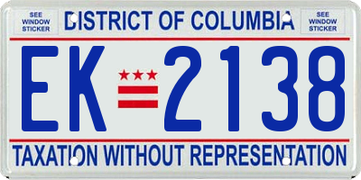 DC license plate EK2138