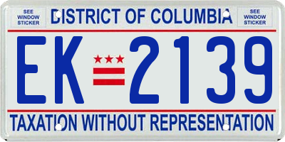 DC license plate EK2139