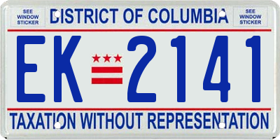 DC license plate EK2141