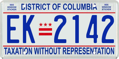 DC license plate EK2142