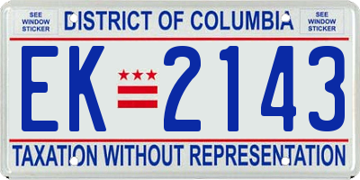 DC license plate EK2143
