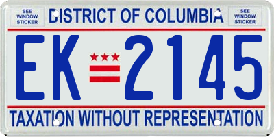 DC license plate EK2145