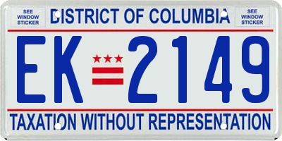 DC license plate EK2149