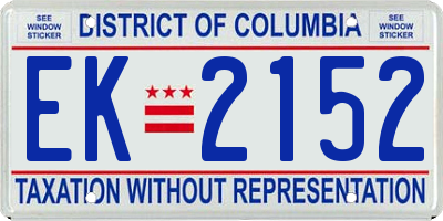 DC license plate EK2152
