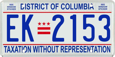 DC license plate EK2153