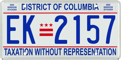 DC license plate EK2157