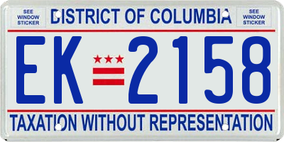 DC license plate EK2158