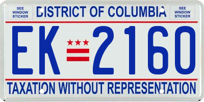 DC license plate EK2160