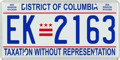 DC license plate EK2163