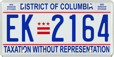 DC license plate EK2164