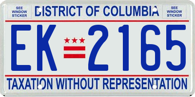 DC license plate EK2165