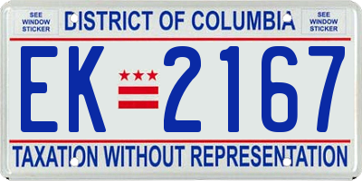 DC license plate EK2167