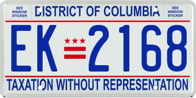 DC license plate EK2168