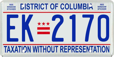 DC license plate EK2170