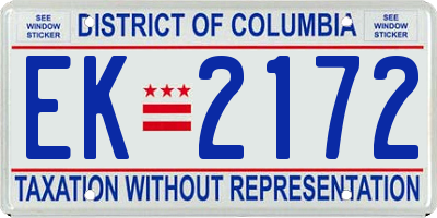 DC license plate EK2172