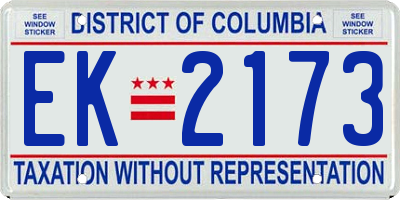 DC license plate EK2173