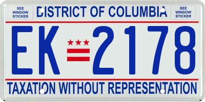 DC license plate EK2178