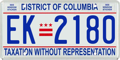 DC license plate EK2180