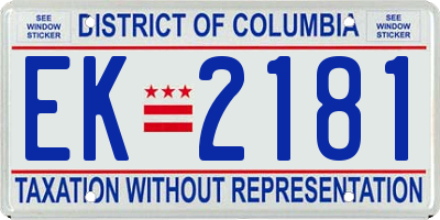 DC license plate EK2181