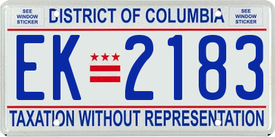 DC license plate EK2183